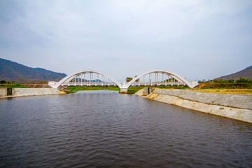 Tha Chomphu Railway Bridge in Lamphun Province Northern Thailand. It's a famous landmark in Lamphun Province.