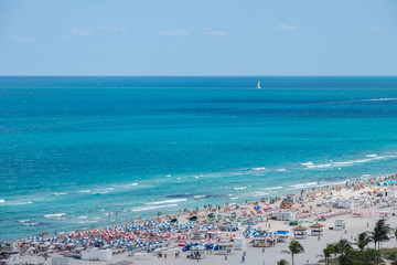 Beachscape in Miami with crowd