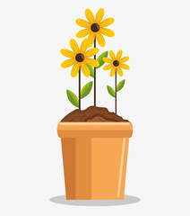 cute garden plants cultive vector illustration design