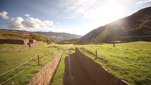 HD video footage the Inca ruins of Tip�n. Located near Cusco in the Andes of Peru, South America