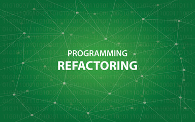 Obraz premium Programming refactoring concept illustration white text illustration with green constellation map as background