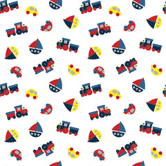 toy transport seamless pattern on a white background