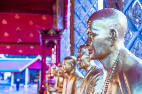 Kruba Srivichai statue at Phrathat Hariphunchai temple