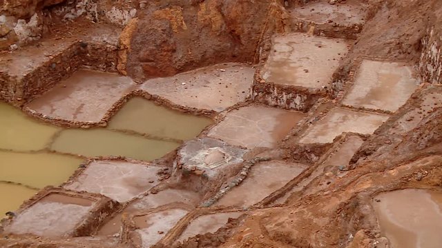 HD video footage from PERU: Maras salt evaporation pond, Region of Cusco (Cuzco). South America
