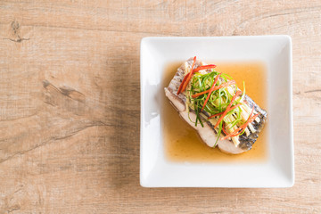 Fototapeta na wymiar snapper fish steamed with soy sauce