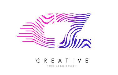 Fototapeta CZ C Z Zebra Lines Letter Logo Design with Magenta Colors obraz