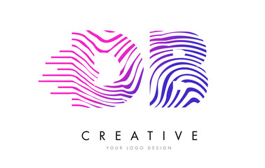 DB D B Zebra Lines Letter Logo Design with Magenta Colors