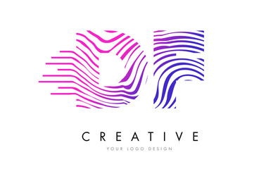 Fototapeta premium DF D F Zebra Lines Letter Logo Design with Magenta Colors