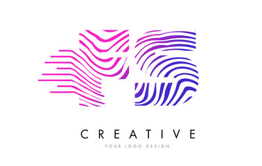 FS F S Zebra Lines Letter Logo Design with Magenta Colors