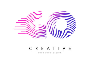 GO G O Zebra Lines Letter Logo Design with Magenta Colors