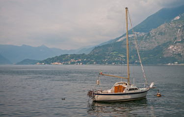 Lake Como and boat, Italy.