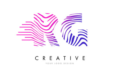 RG R G Zebra Lines Letter Logo Design with Magenta Colors