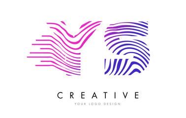 YS Y S Zebra Lines Letter Logo Design with Magenta Colors