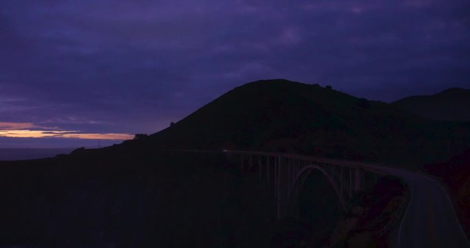 Time lapse of Bixby Bridge in Big Sur, California. 