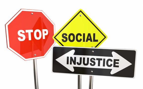 Stop Social Injustice Road Street Signs Fair Equality 3d Illustration