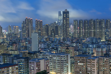 Skykine of Hong Kong City at Night