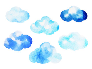 cloud watercolor painting hand drawing on paper design illustration with clipping path