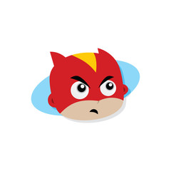 Adorable and amazing cartoon superhero head in classic expression
