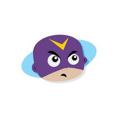 Adorable and amazing cartoon superhero head in classic expression