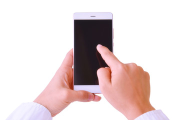 Smart Phone with Female Hand.