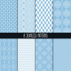 set of eight blue patterns