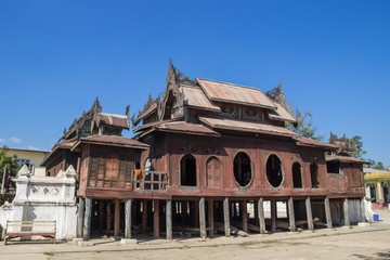 Fototapeta na wymiar Shweyanpyay monastery, temple in Shan state Myanmar