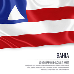 Flag of Brazilian state Bahia waving on an isolated white background. State name and the text area for your message.