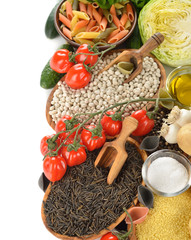 Raw ingredients for vegetarian cuisine