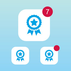 Medal With Ribbons Icon With Notification