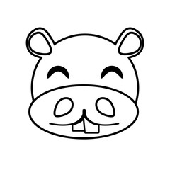 hippo face animal outline vector illustration eps 10
