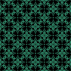 Antique seamless green background spiral curve round cross flower