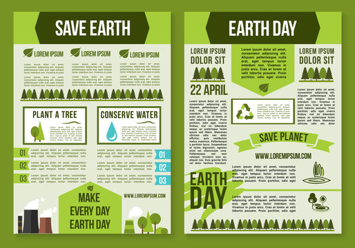 Save Planet and Earth Day poster template set