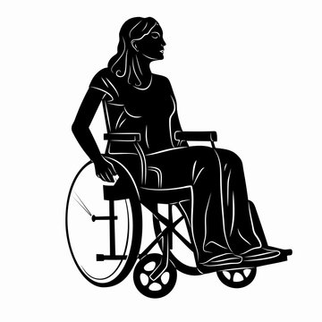 illustration of a disabled person in wheelchair, vector draw