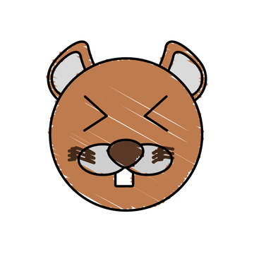 drawing beaver face animal vector illustration eps 10