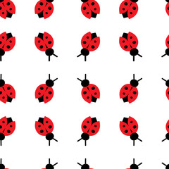 Vector seamless pattern with color ladybug