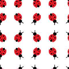 Fototapeta premium Vector seamless pattern with color ladybug