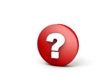 3d illustration red ball with white question mark