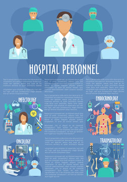 Hospital personnel doctors medical vector poster