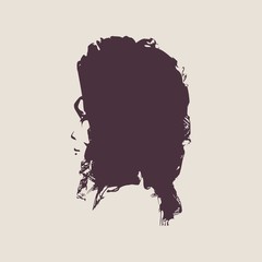Little Girl Profile Silhouette. Vector Illustration. Cute adolescent girl portrait. Long curly hair