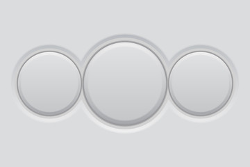 Round buttons set. White plastic matted interface
