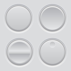 Round plastic buttons on matted background