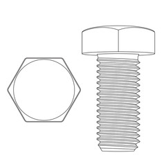 Metal hex bolt. White outline icon