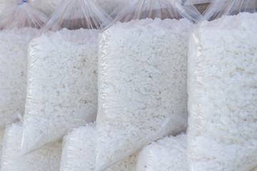 Sea salt in the plastic bag