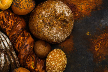 Variety of fresh bread on the table