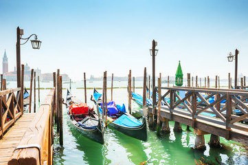 Obraz na płótnie Canvas Gondolas on Grand canal in Venice, Italy.