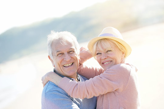 Portrait of senior couple at the beach