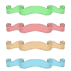 Ribbon banner scrolls. Hand drawn colored sketch