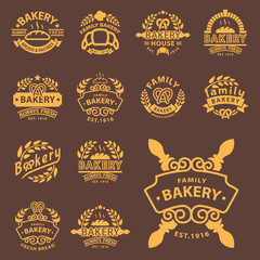 Bakery gold badge icon fashion modern style wheat vector retro food label design element isolated.