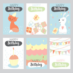 Set of cute Baby birthday cards