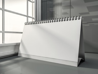 Desk Blank Calendar in the modern interior. 3D rendering